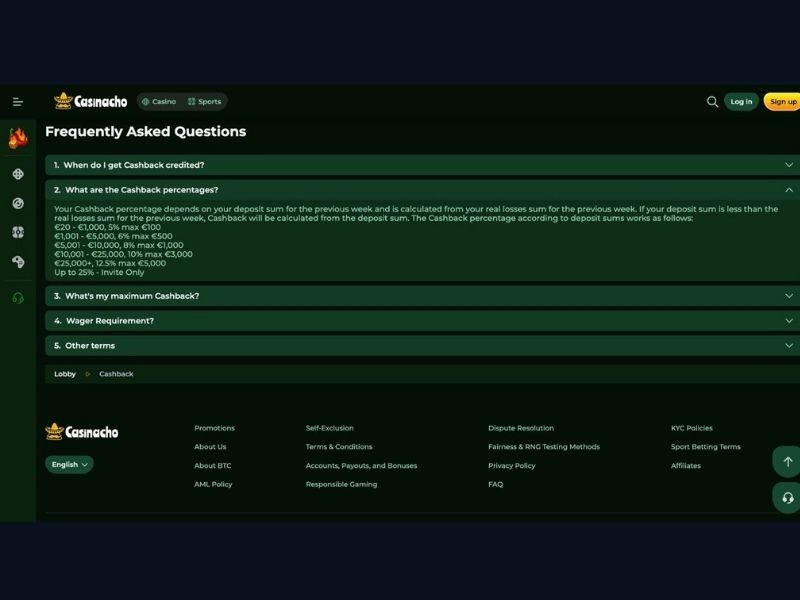 Einzahlungslimits und Bonussystem bei Casinacho Casino Nacho Casino zusammen denken